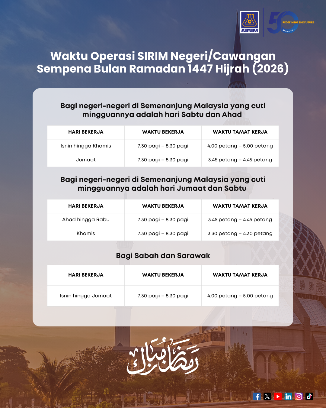 Waktu Operasi Ramadan 2026